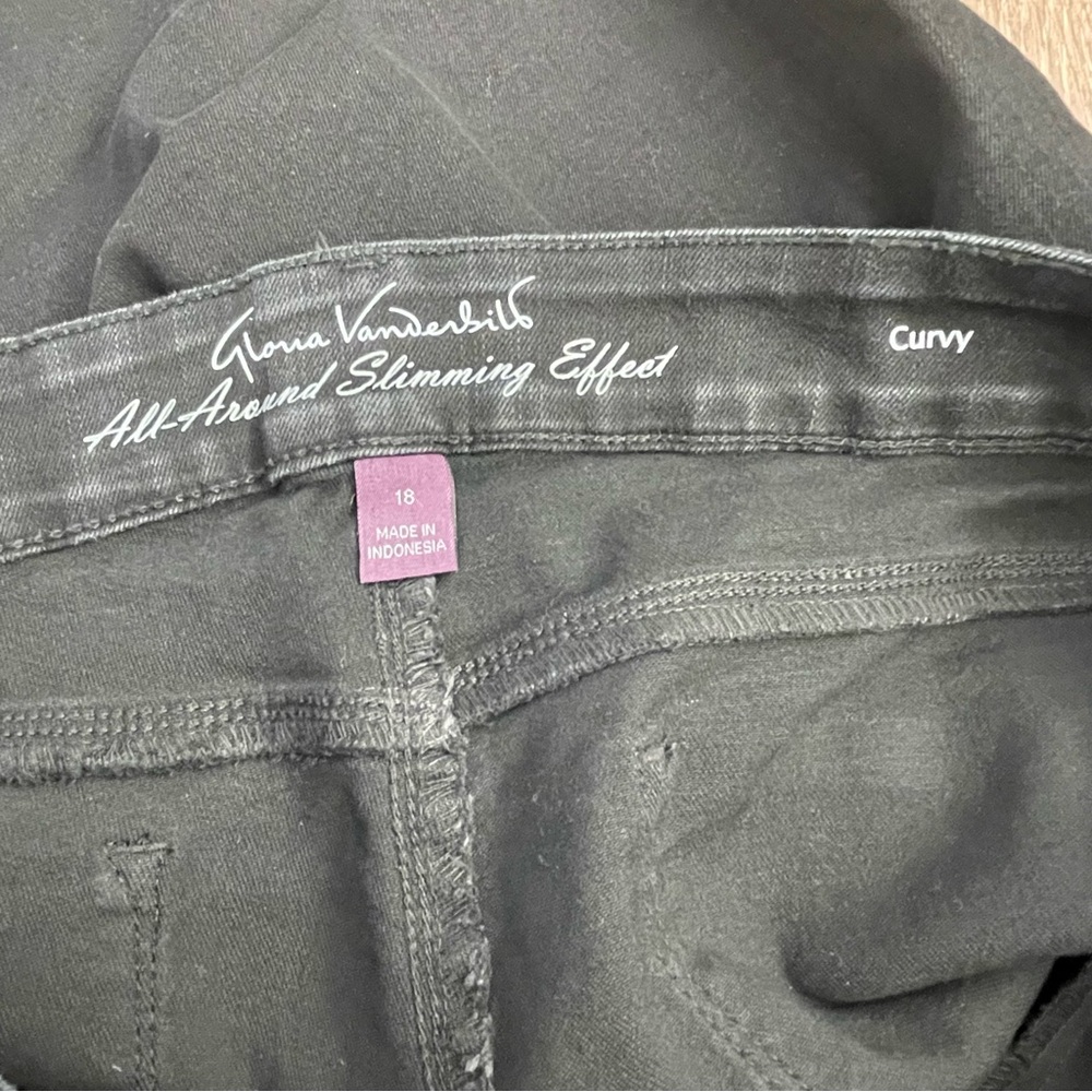Gloria Vanderbilt Curvy Slim Black Stretch Denim Jeans, ‘All-Around Slim | Sz 18 - Picture 9 of 14